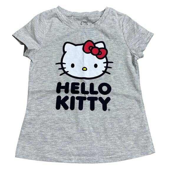 Hello Kitty Girls Graphic Tee Size 6X Heather Gray Red Bow Cute Cartoon Top - Picture 1 of 5